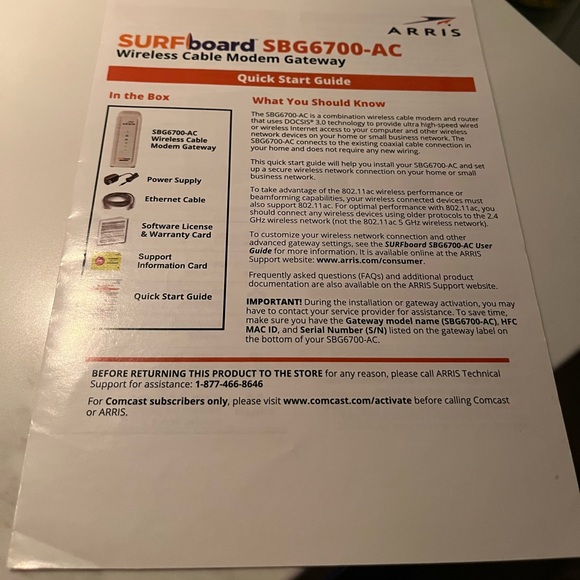 Arris surfboard model#sbg6700-ac. Cable modem & WiFi router.Box has been opened - Picture 6 of 6